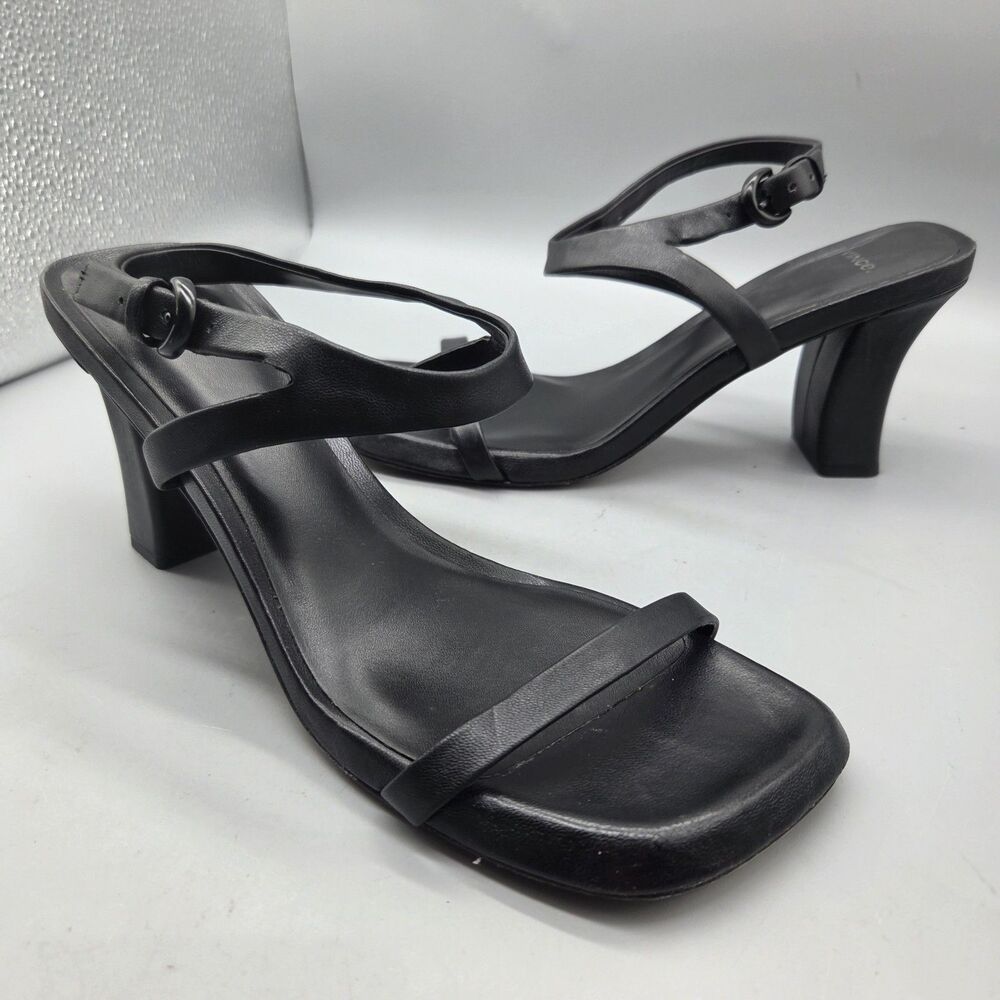 Vince Luella Sandals Black Leather High Heel Open Toe Women's Size US 9 M EU 40